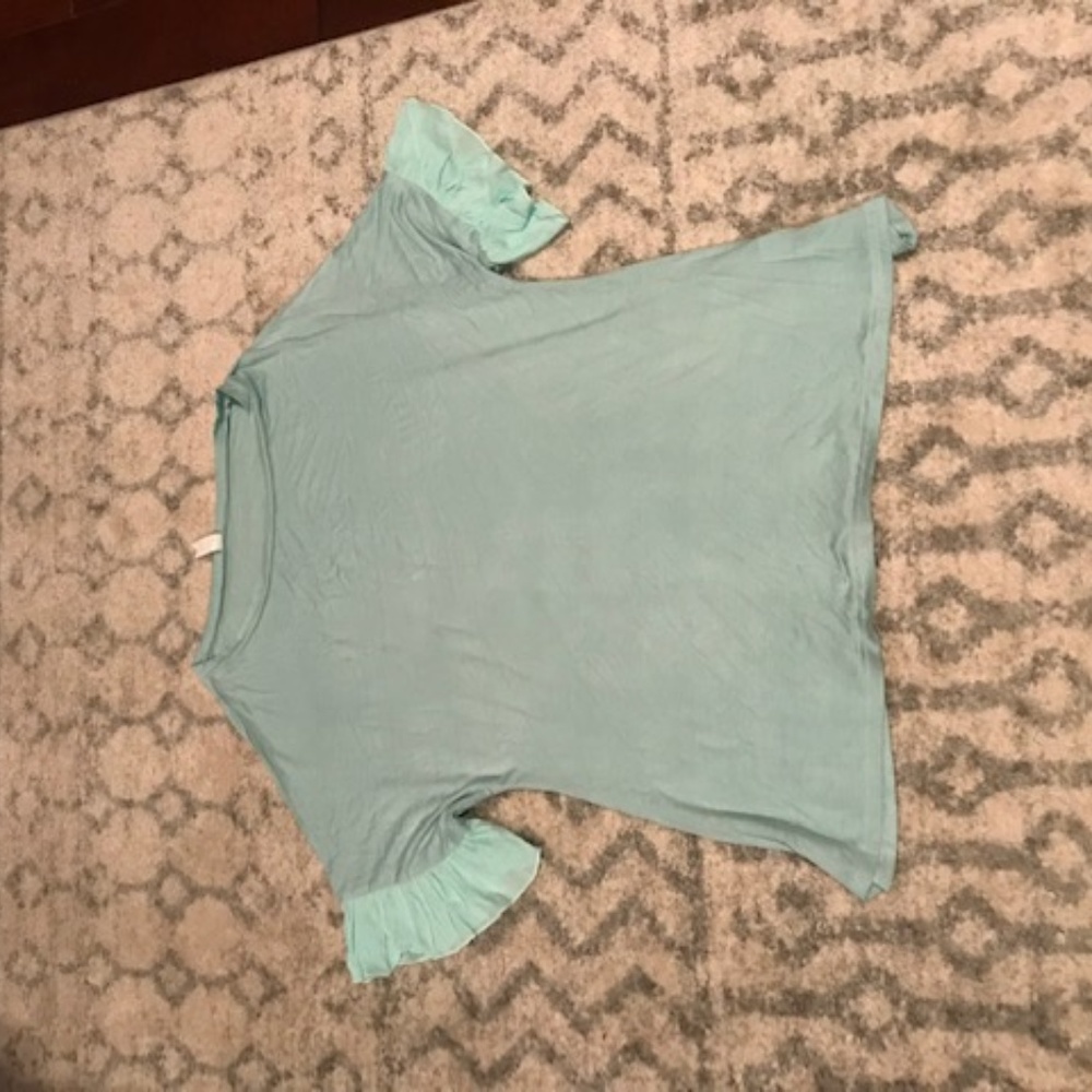 Blue Ruffle Sleeve Top
